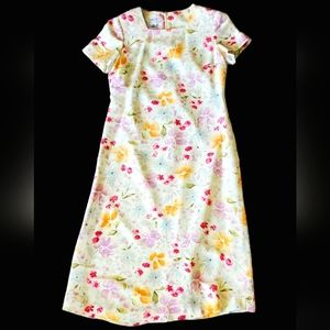 Talbots floral tea-length 100% silk summer dress 6P